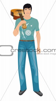 Man with a guitar. Vector illustration