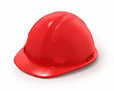 Red builder's helmet isolated