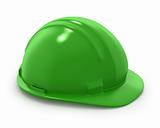 Green builder's helmet isolated