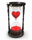 Hourglass with heart and blood