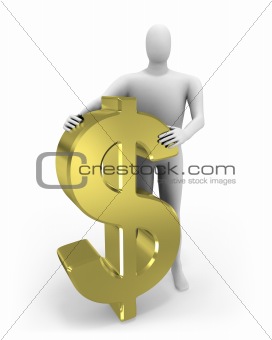 3d man embraces dollar figure