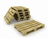 Wooden pallet and stack of pallets isolated on white