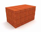Stack of orange bricks isolated on white 