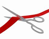 Scissors cut the ribbon 