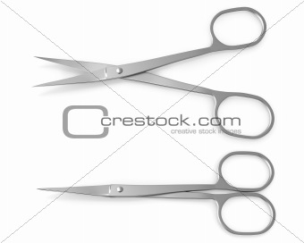 Manicure scissors closed and opened 