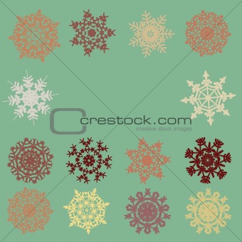Vintage card with snowflakes. EPS 8