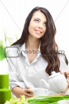 Woman With Cup Of Coffe