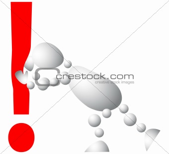 Man pushes an red exclamation mark