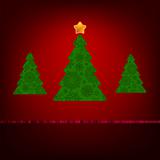 Green christmas tree on red background. EPS 8