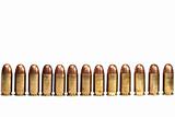Row of bullets on white background isolated