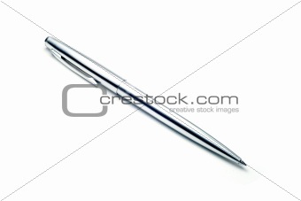 Metallic pen on white background isolated