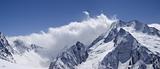 Panorama Caucasus Mountains. Ski resort Dombay.
