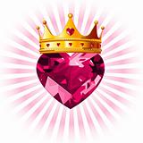 Crystal heart with crown