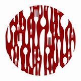 Cutlery pattern on red background