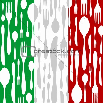 Italian Cuisine: Cutlery pattern on the country flag