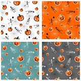 Halloween pumpkins and skeleton backgrounds