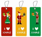 Xmas tag with pixel characters