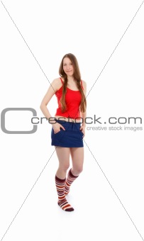 Woman Legs In Strip Sock