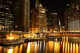 Chicago riverside at night