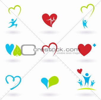 Health and Medical: Cardiology and heart icons