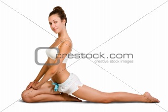    Fitness.Attractive young woman is doing some exercises