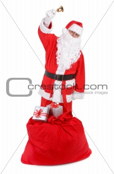 Santa claus with sack on white