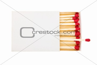 red matches in a white box