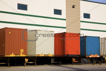 Trailers by the warehouse