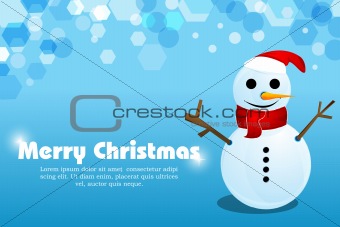 merry christmas card with snowman