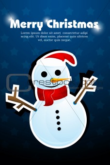 abstract christmas card with snowman