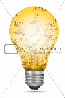 electric bulb with music texts