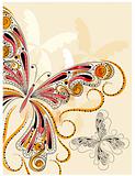 vector vintage butterflies with floral ornament