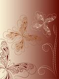 vector vintage background with butterflies and branch