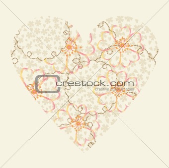 vector heart with flowers