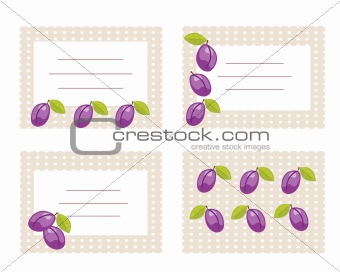Fruit labels with plums