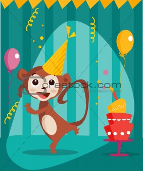 Dancing monkey birthday card