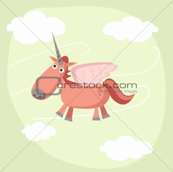 Cute pink cartoon Unicorn