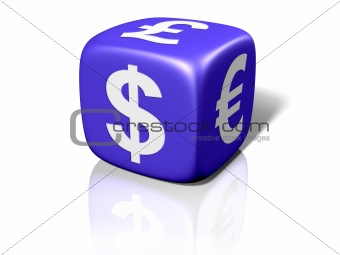 Blue currency dice