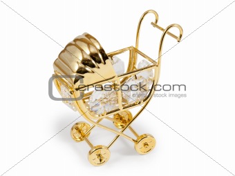 Golden stroller with crystals