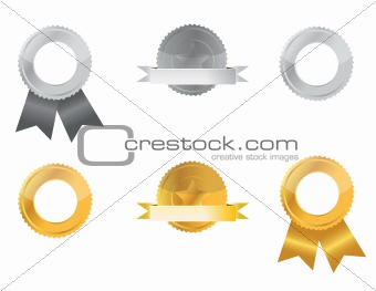 Gold and Silver seals isolated over a white background.