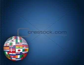Detail international flags blue gradient background.
