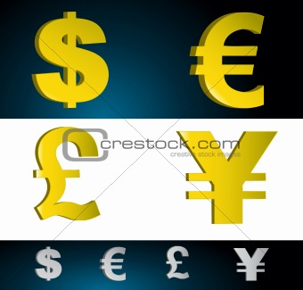 Money currency symbols.