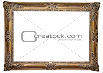 a picture gold frame on a white 
