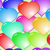Background with glass multicolor hearts