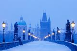 czech republic prague - charles bridge in winter morning