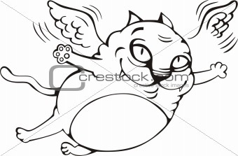 Flying cat cartoon