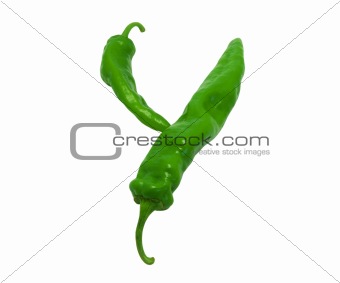 Letter Y composed of green peppers