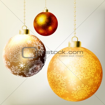 Golden Christmas balls template. EPS 8