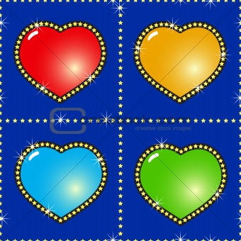 Abstract background with glass multicolor hearts