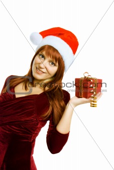 girl in a Christmas hat